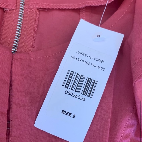 Fashion To Figure Pink Corset Chiffon Sleeve Cold Shoulder Balloon Sleeve Top - Picture 5 of 15